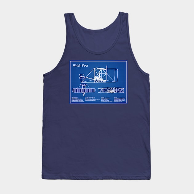 Wright Flyer - Airplane Blueprint - AD Tank Top by SPJE Illustration Photography